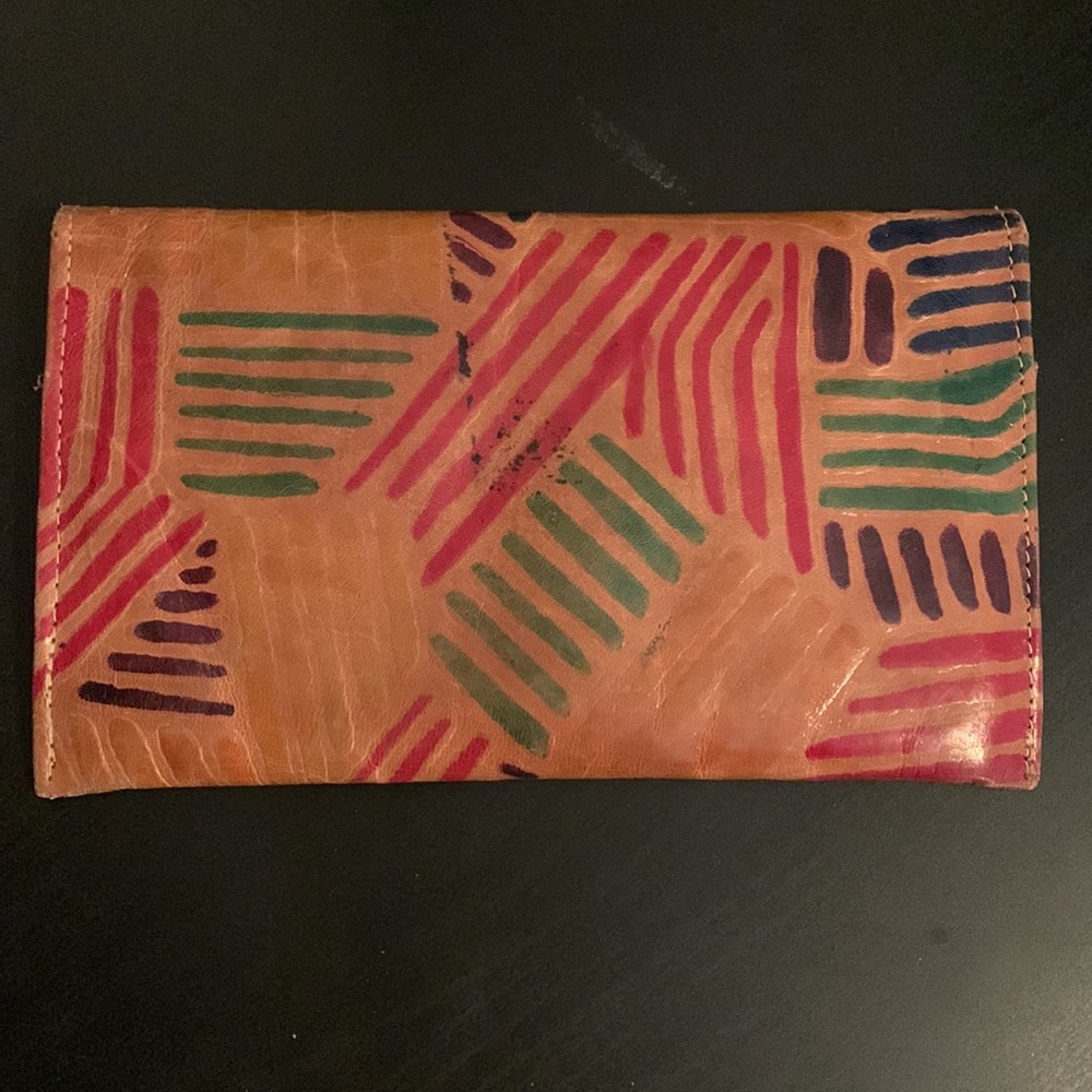 Leather wallet lined with snap closure boho aztec - Picture 6 of 8